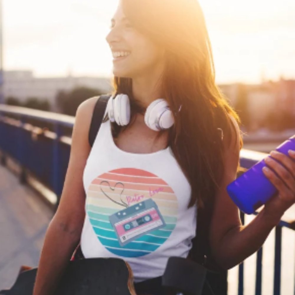 Women's Tank-Top,  Vintage Tank-Top, Audio Tape Tank, Sports Tank-Top